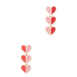 Kate Spade NEW Earrings Enamel Heart Red & Pink Linear